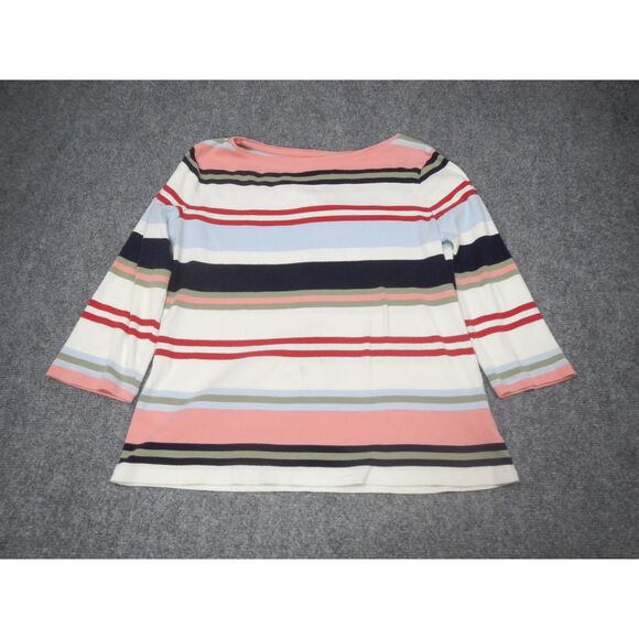 Talbots‎ Tee Top Women's Large Petite Striped Cotton Multicolor 3/4 Sleeve * - Picture 1 of 12